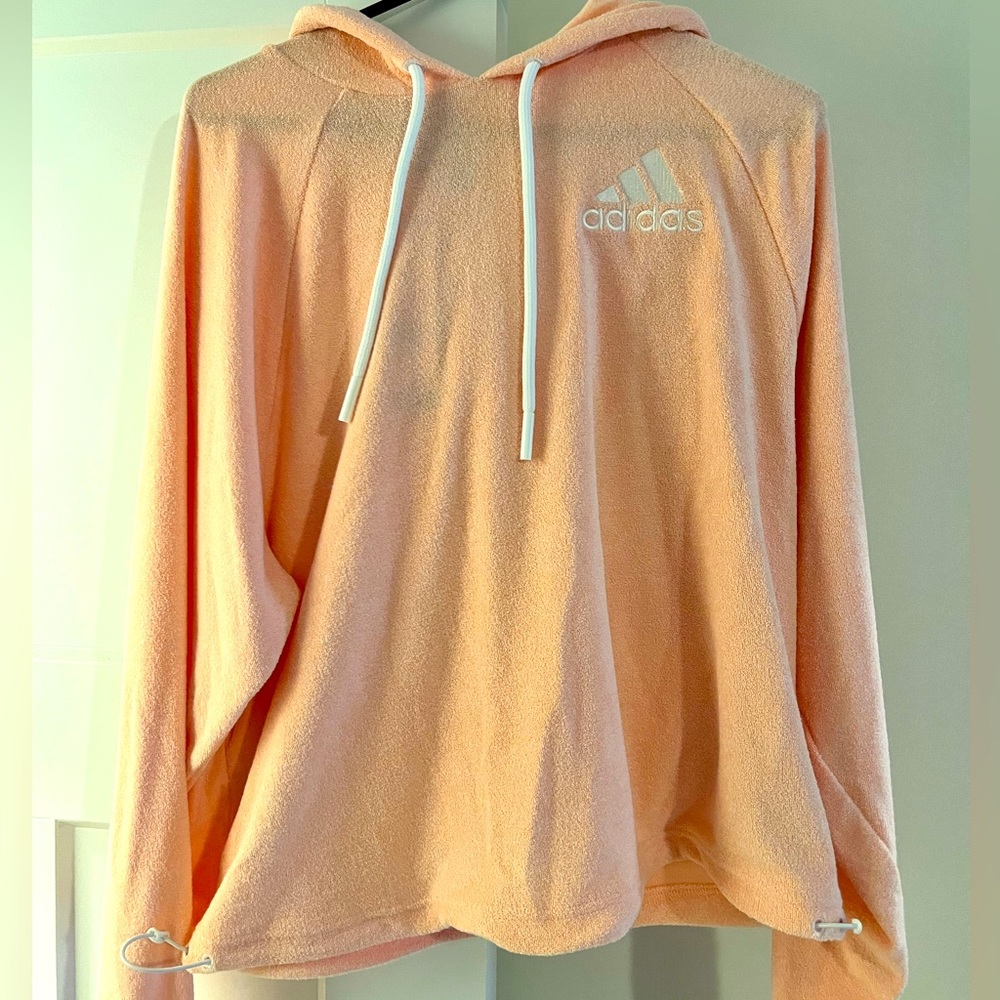 Adidas drawstring hoodie, medium, light pink, NWT
